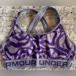 Under Armour Women's Zebra Print Sports Bra - Purple and Gray
